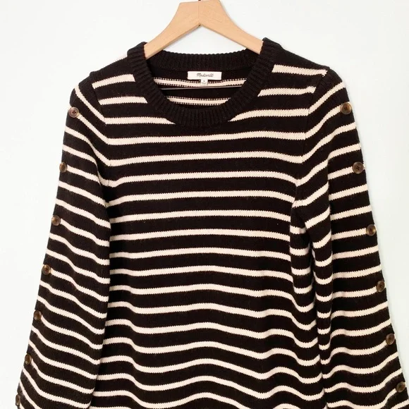 Madewell Striped Mini Long Sleeve Knit Dress - Picture 4 of 10